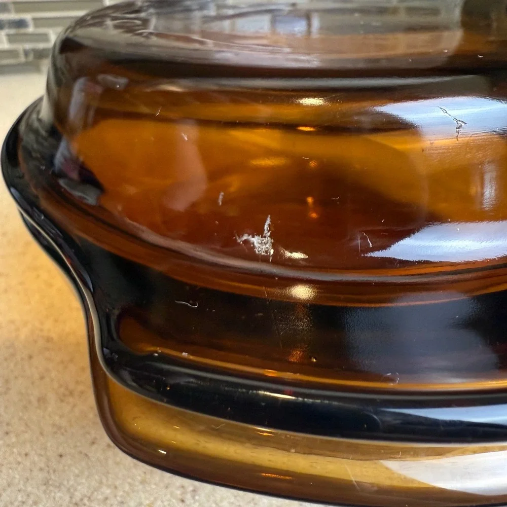 VTG Anchor Hocking Fire-King‎ Amber Glass Casserole Dish with Lid Oven-Proof USA